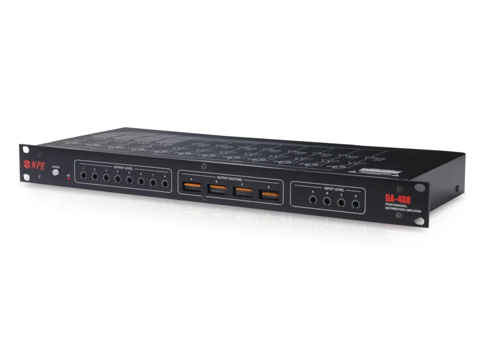 Npe Da-408 เครื่องกระจายสัญญาณเสียง 4 อินพุต 8 เอาต์พุต Distribution Amplifier