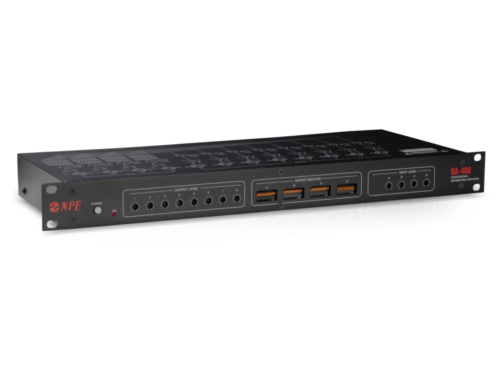 Npe Da-408 เครื่องกระจายสัญญาณเสียง 4 อินพุต 8 เอาต์พุต Distribution Amplifier