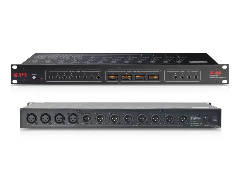 Npe Da-408 เครื่องกระจายสัญญาณเสียง 4 อินพุต 8 เอาต์พุต Distribution Amplifier