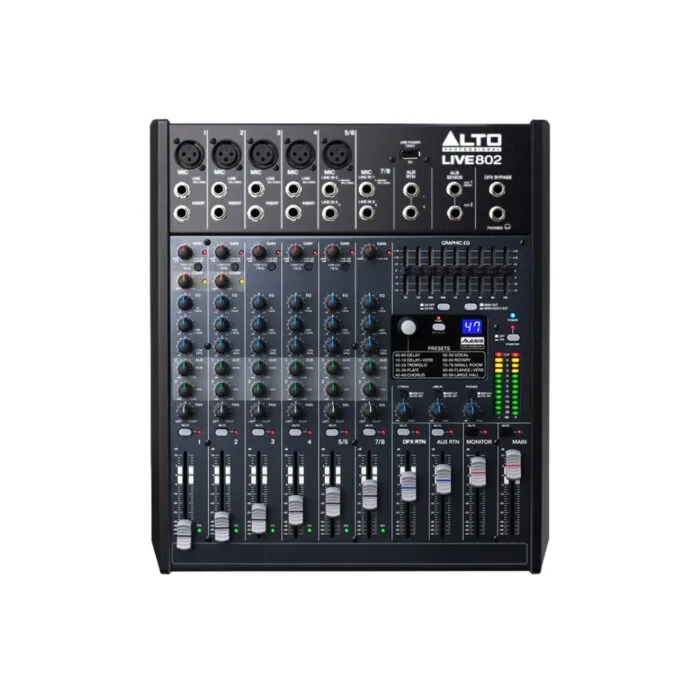 Alto Live802 มิกเซอร์อนาล็อก 8 แชนแนล พร้อม Usb Audio Interface และ Dsp Effects