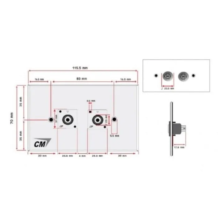 Cm Cm W5102sp Plan Cm Cmw5102sp แผ่นติด Speakon 2 Port