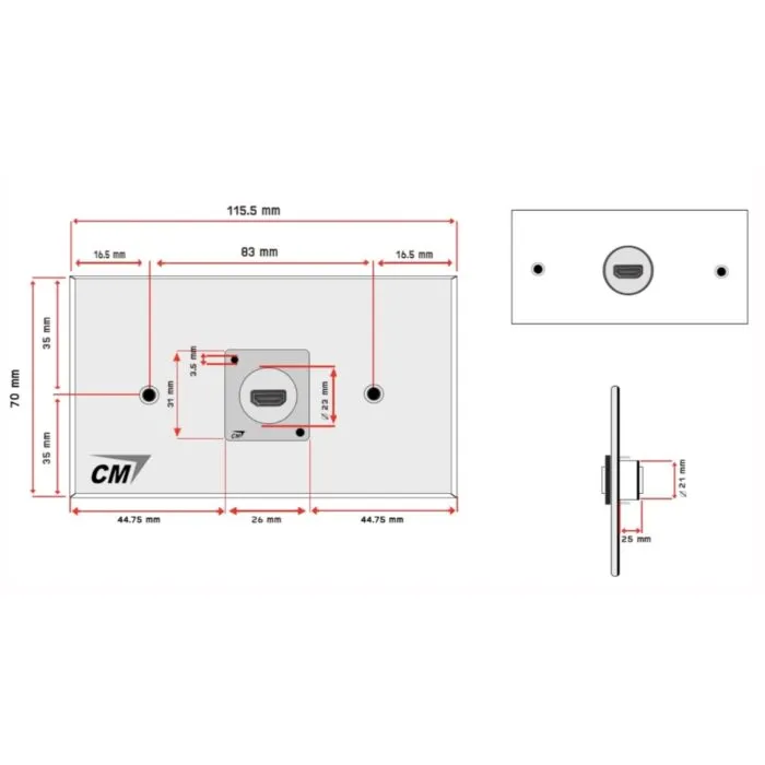 Cm Cmw5101hdx Sp Cm Cmw5101hdx แผ่นติด Hdmi D Shell 1 Port