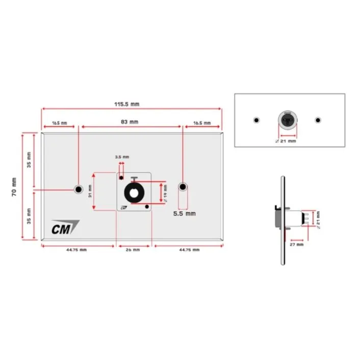 Cm Cmw5101pj Sp Cm Cmw5101pj แผ่นติด Phone 1/4 Jack 1 Port สำหรับงานระบบเสียง