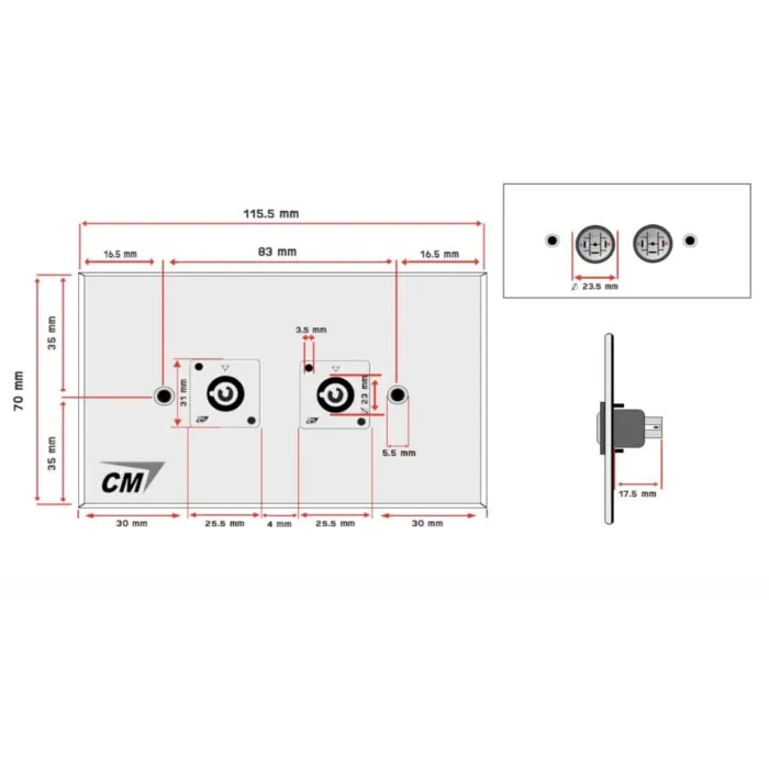 Cm Cmw5102xaco Sp Cm Cmw5102xaco แผ่นติด Powercon Out 2 Port