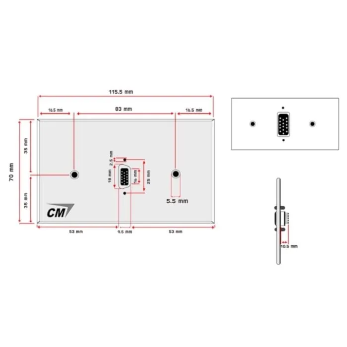 Cm Cmw5401vf Sp Cm Cmw5401vf แผ่นติด Vga Female 1 Port