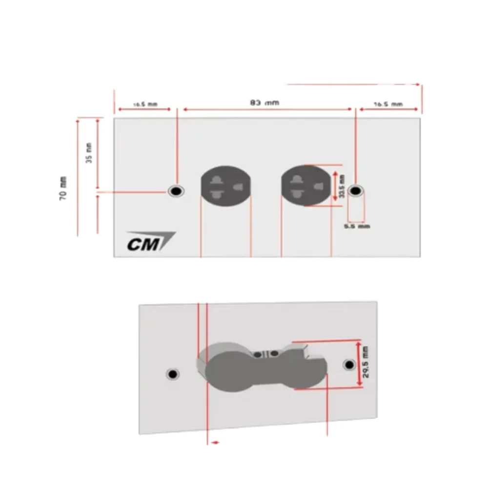 Cm W5102prd B Cm Cm-W5102prd เต้ารับไฟฟ้าติดผนัง Ac 2p+e จำนวน 2 ช่อง