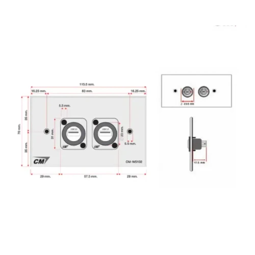 Cm W5102usb B Cm Cmw5102usb แผ่นติด Usb 3.0 2 Port
