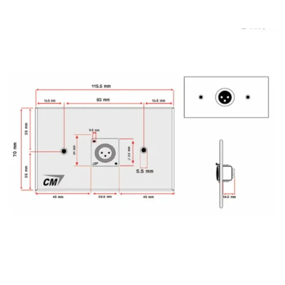 Cm Cmw5101xm แผ่นติด Xlr Male 1 Port สำหรับงานระบบเสียง
