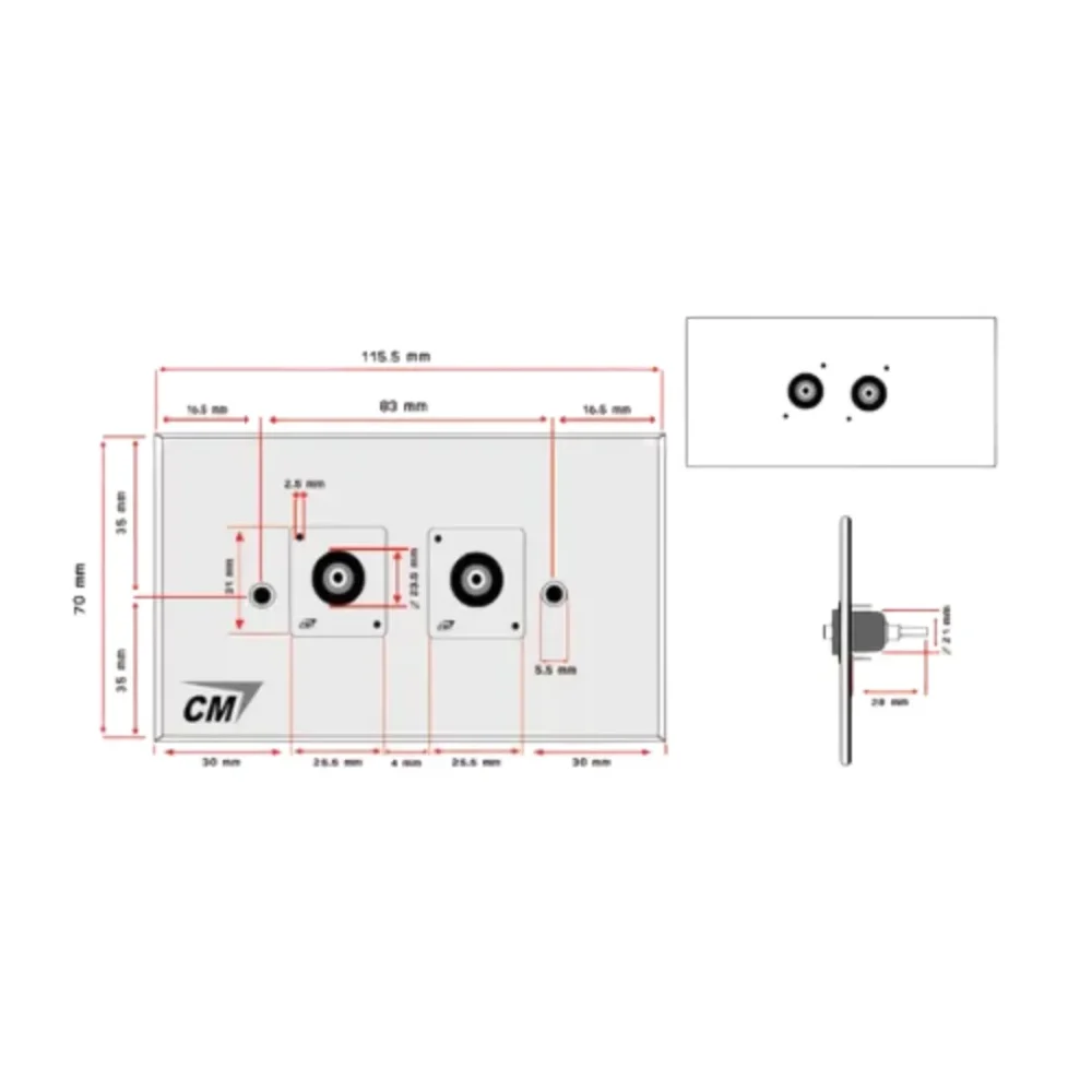 Cmw5102x2b B Cm Cmw5102x2b แผ่นติด Bnc 2 Port