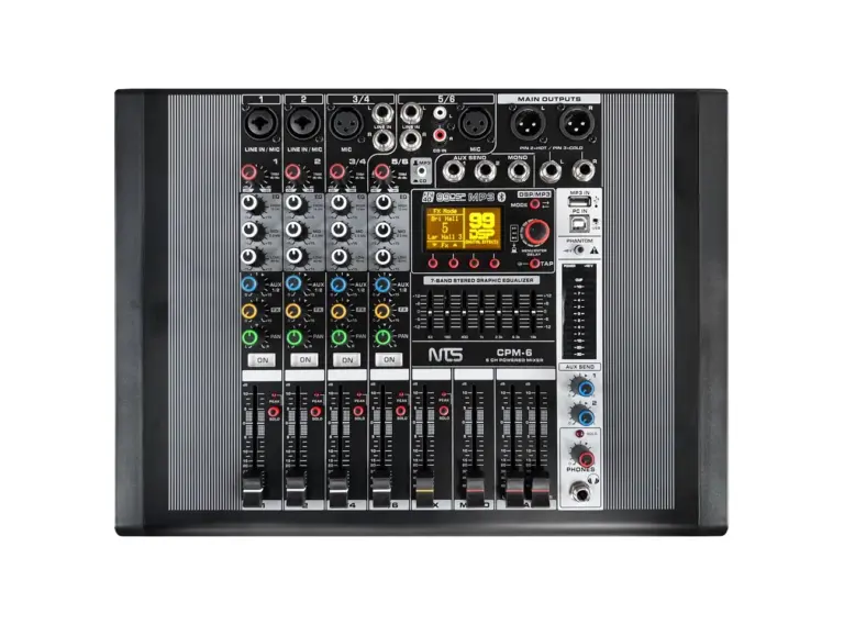Nts Cpm-6 เพาเวอร์มิกเซอร์ 6 อินพุต และ Bluetooth / Usb