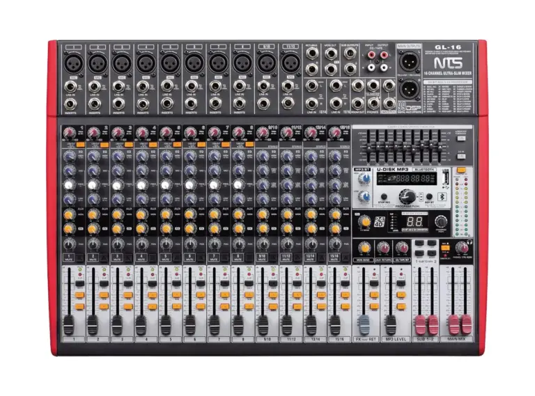 Nts Gl-16 มิกเซอร์อนาล็อก 16 อินพุต พร้อมเอฟเฟกต์ Usb และ Bluetooth