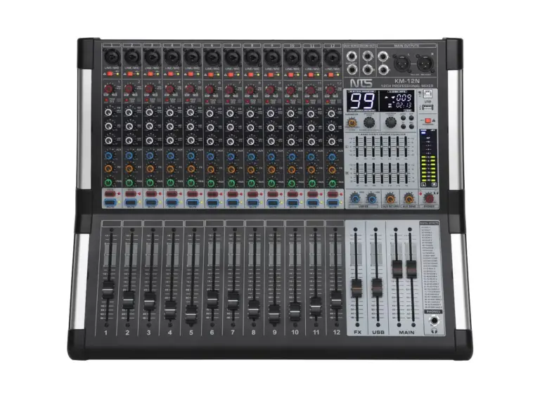 Nts Km-12n มิกเซอร์อนาล็อก 12 โมโนอินพุต พร้อมเอฟเฟกต์ Usb และ Bluetooth