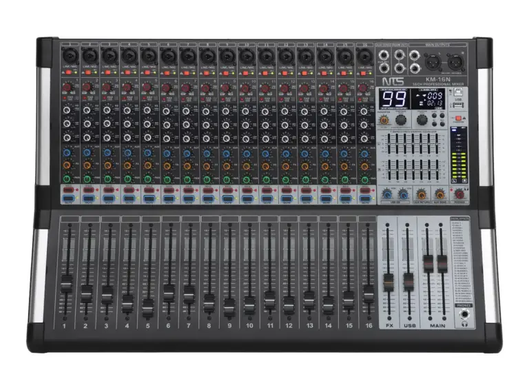 Nts Km-16n มิกเซอร์อนาล็อก 16 โมโนอินพุต พร้อมเอฟเฟกต์ Usb และ Bluetooth