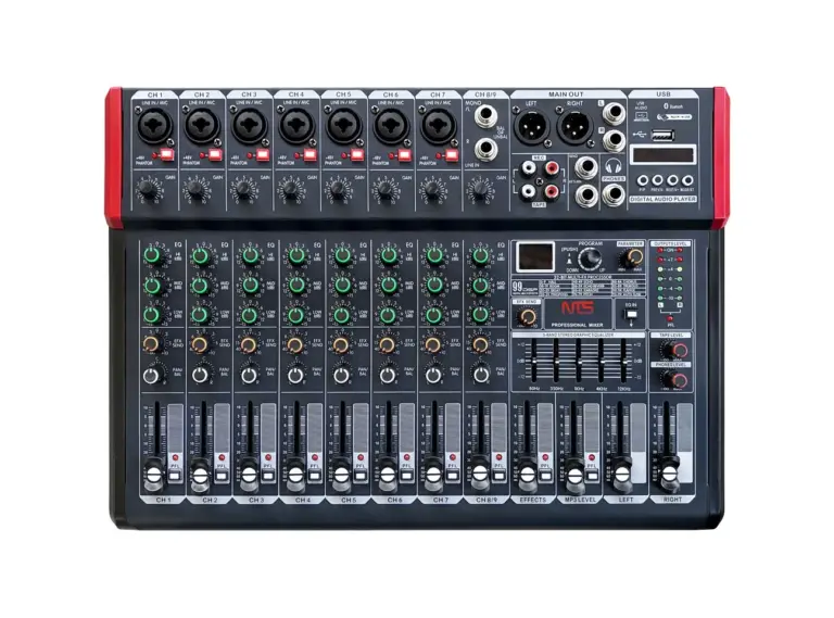 Nts Pm-9 เพาเวอร์มิกเซอร์ 9 อินพุต และเอฟเฟกต์ Usb / Bluetooth