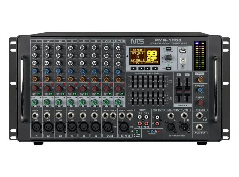 Nts Pmr-1050 เพาเวอร์มิกเซอร์ 10 อินพุต และเอฟเฟกต์ Usb / Bluetooth