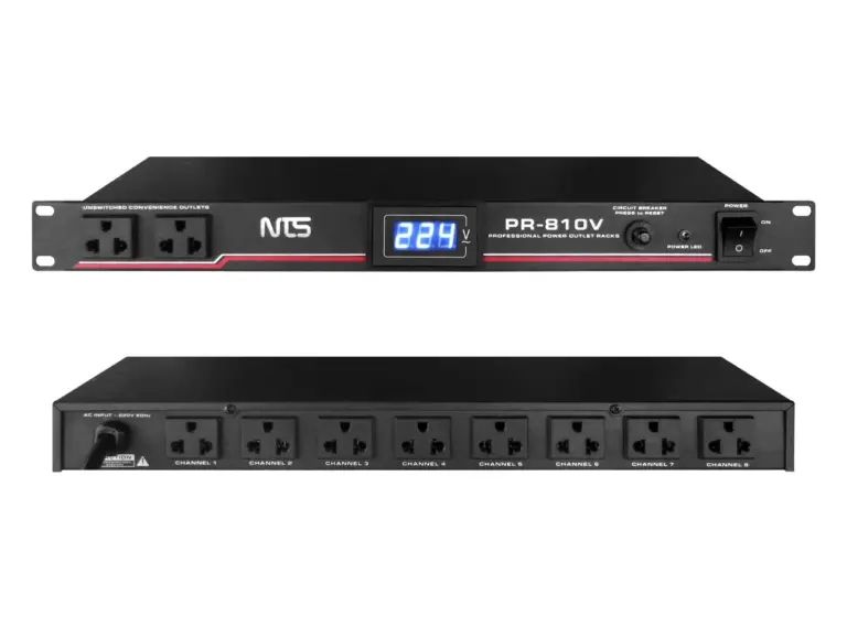 Nts Pr-810v เครื่องจ่ายไฟแร็ค (Power Sequencer) พร้อมโวลต์มิเตอร์ 10 ช่อง ขนาด 3u