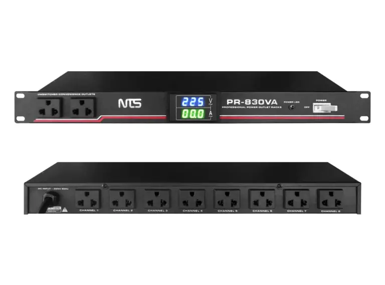 Nts Pr-830va เครื่องจ่ายไฟติดแร็ค 10 ช่อง พร้อมโวลต์มิเตอร์และแอมป์มิเตอร์ 30a