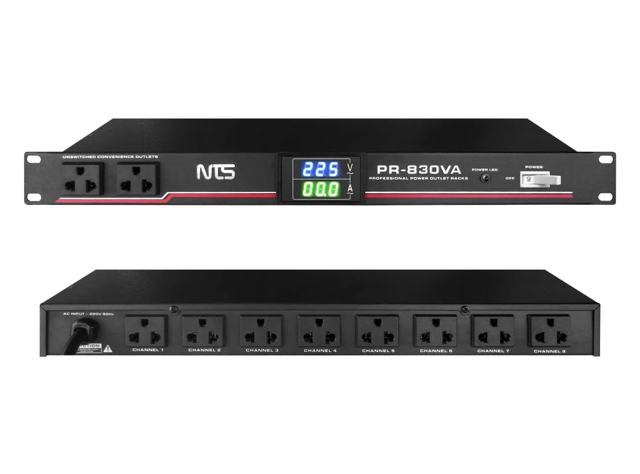 Pr 830va 2 11zon Nts Pr-830va เครื่องจ่ายไฟติดแร็ค 10 ช่อง พร้อมโวลต์มิเตอร์และแอมป์มิเตอร์ 30a