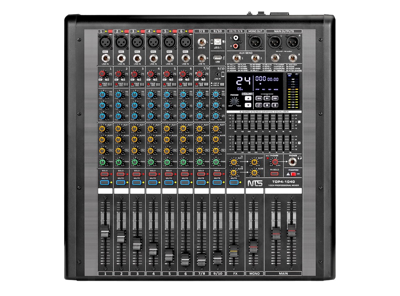 Top4 1040 1 Nts Top4-1040 เพาเวอร์มิกเซอร์ 10 ช่อง 4 Output 400w X4 พร้อม Bluetooth และ Dsp Effect