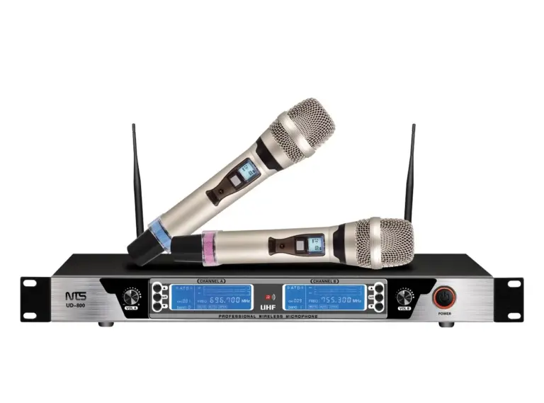 Nts Ud-800 ไมโครโฟนไร้สาย Uhf แบบมือถือคู่ ปรับความถี่ได้