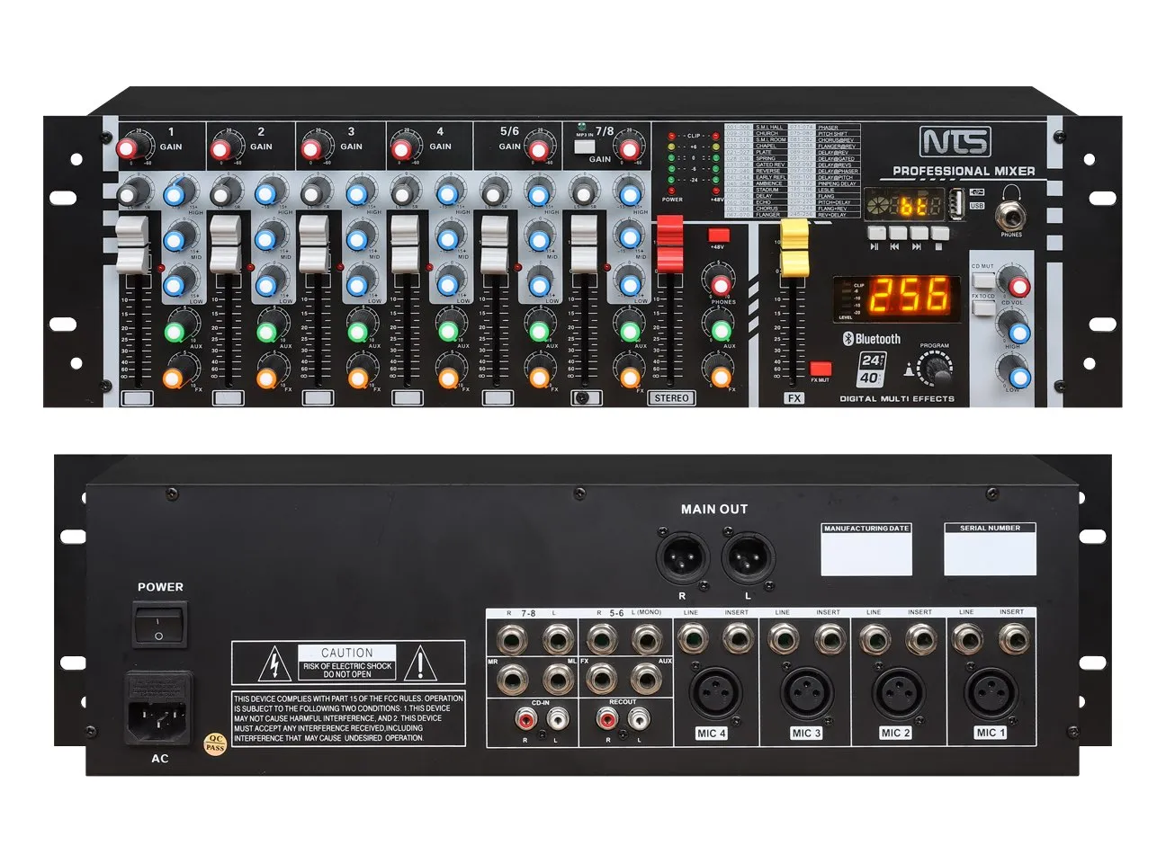 Vz 802 1 11zon Nts Vz-802 มิกเซอร์อนาล็อก 8 อินพุต พร้อมเอฟเฟกต์ Usb และ Bluetooth