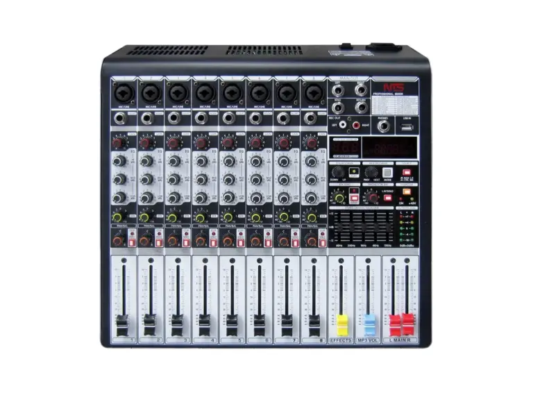 Nts W-8 มิกเซอร์อนาล็อก 8 โมโนอินพุต พร้อมเอฟเฟกต์ Usb และ Bluetooth