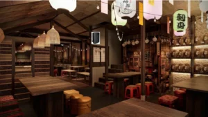 Izakaya Stairs Area Speaker Placement 3d Render