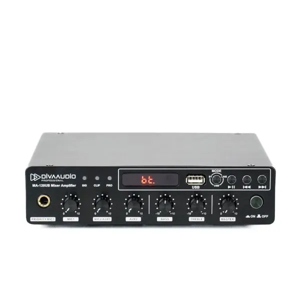 Divaaudio Ma-120ub เครื่องขยายเสียงมิกเซอร์แอมป์ 120 วัตต์ พร้อม Usb และ Bluetooth