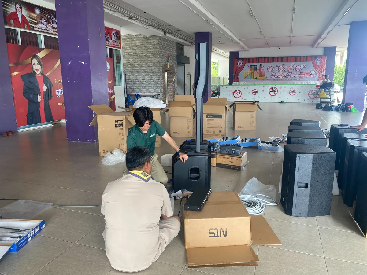 River Acoustics G12 Assembly And Wiring ดีเทลปุ่มปรับและช่องเชื่อมต่อหลังตู้ลำโพงคอลัมน์ River Acoustics G12 สเปกพรีเมียม