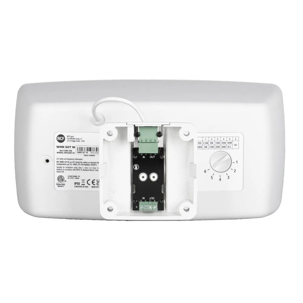 011 Wmr 50t White Back 8 11zon Rcf Wmr 50t W ลำโพงติดผนัง 2 ทาง ขนาด 5 นิ้ว พร้อม Line Transformer 40w Aes สีขาว