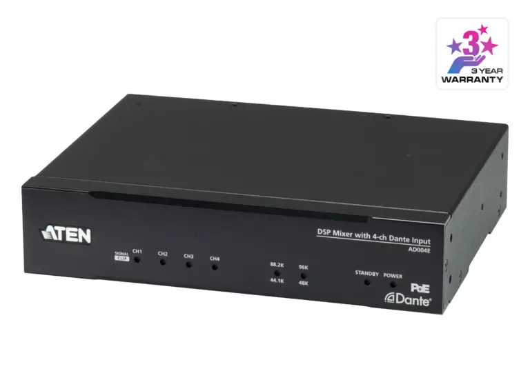Aten Ad004e Dante Audio Dsp โปรเซสเซอร์เสียงดิจิทัล 4×4 (4 X 4 Dante Audio Dsp Processor)