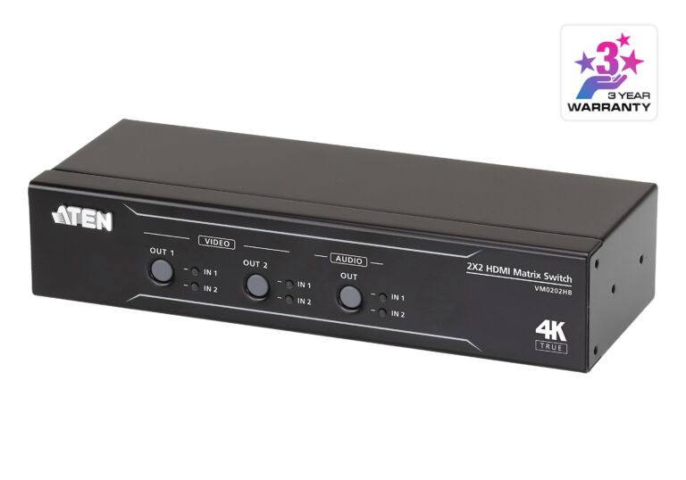 Aten Vm0202hb 2 X 2 True 4k Hdmi Matrix Switch With Audio De-Embedder