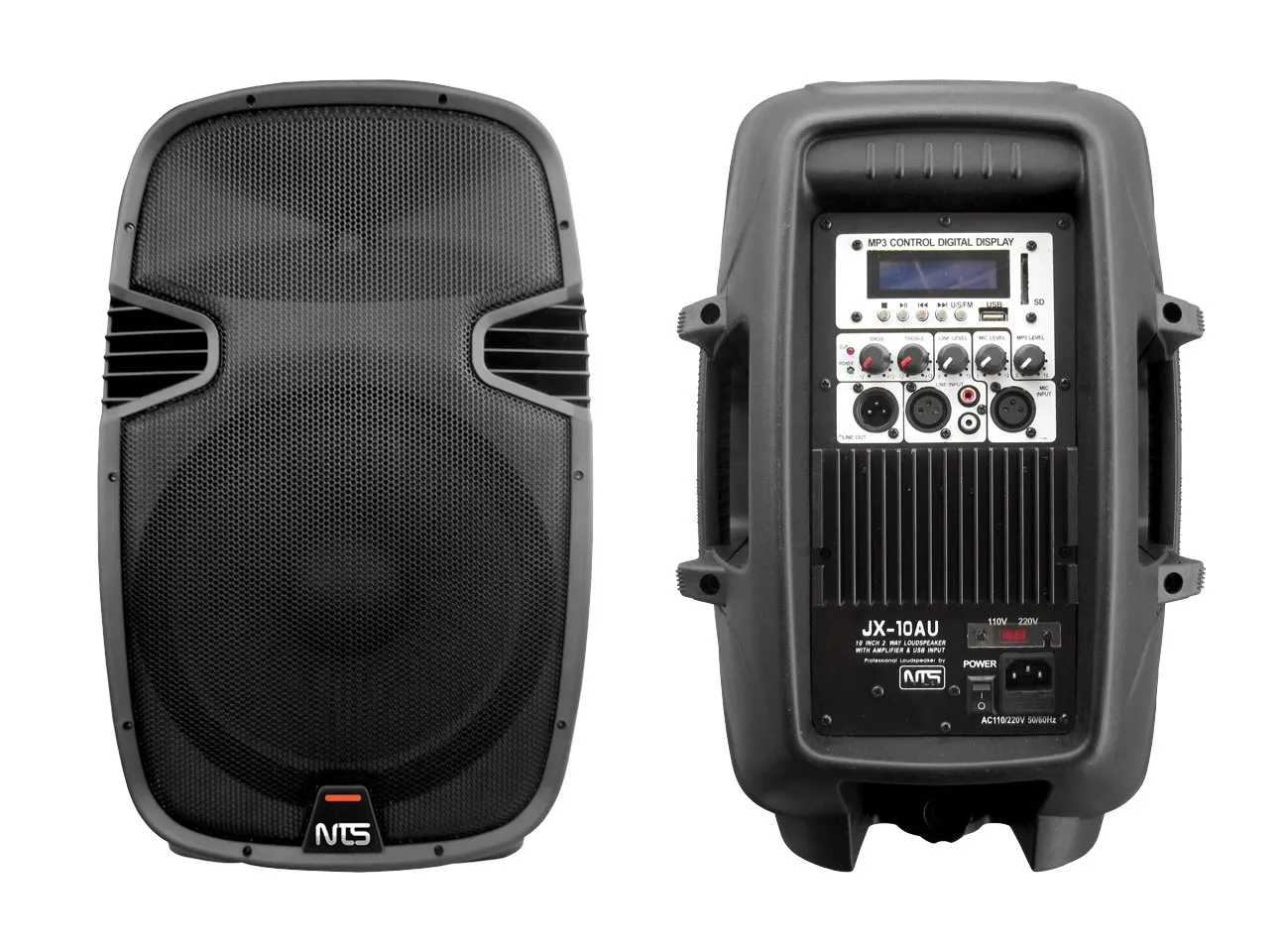 Jx 10au 6 11zon Nts Jx-10au ตู้ลำโพง 2 ทาง ขนาด 10 นิ้ว พร้อมแอมป์ Usb / Bluetooth กำลังขับ 150w Rms