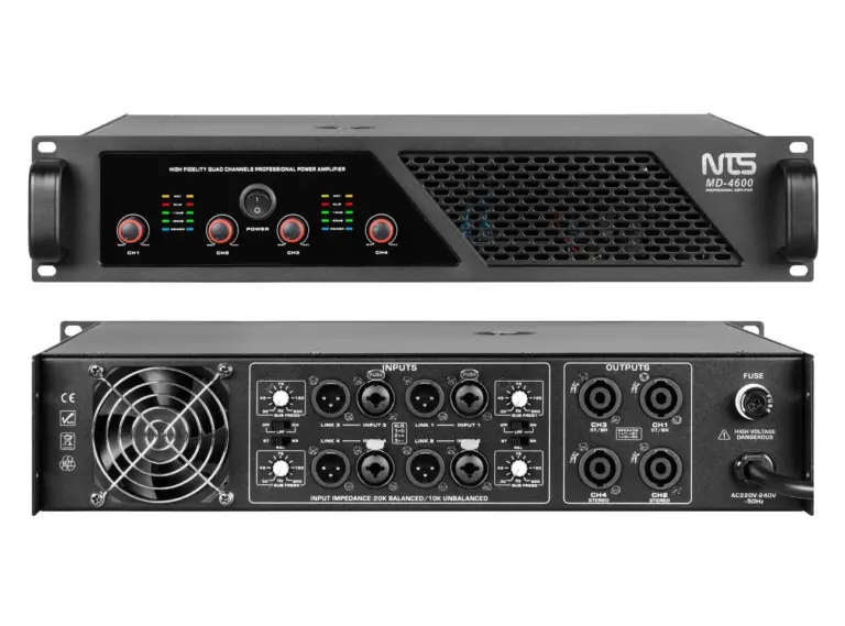 Nts Md-4600 เพาเวอร์แอมป์ Class D 4 แชนแนล กำลังขับ 4 X 600 วัตต์ ที่ 8 โอห์ม พร้อม Crossover