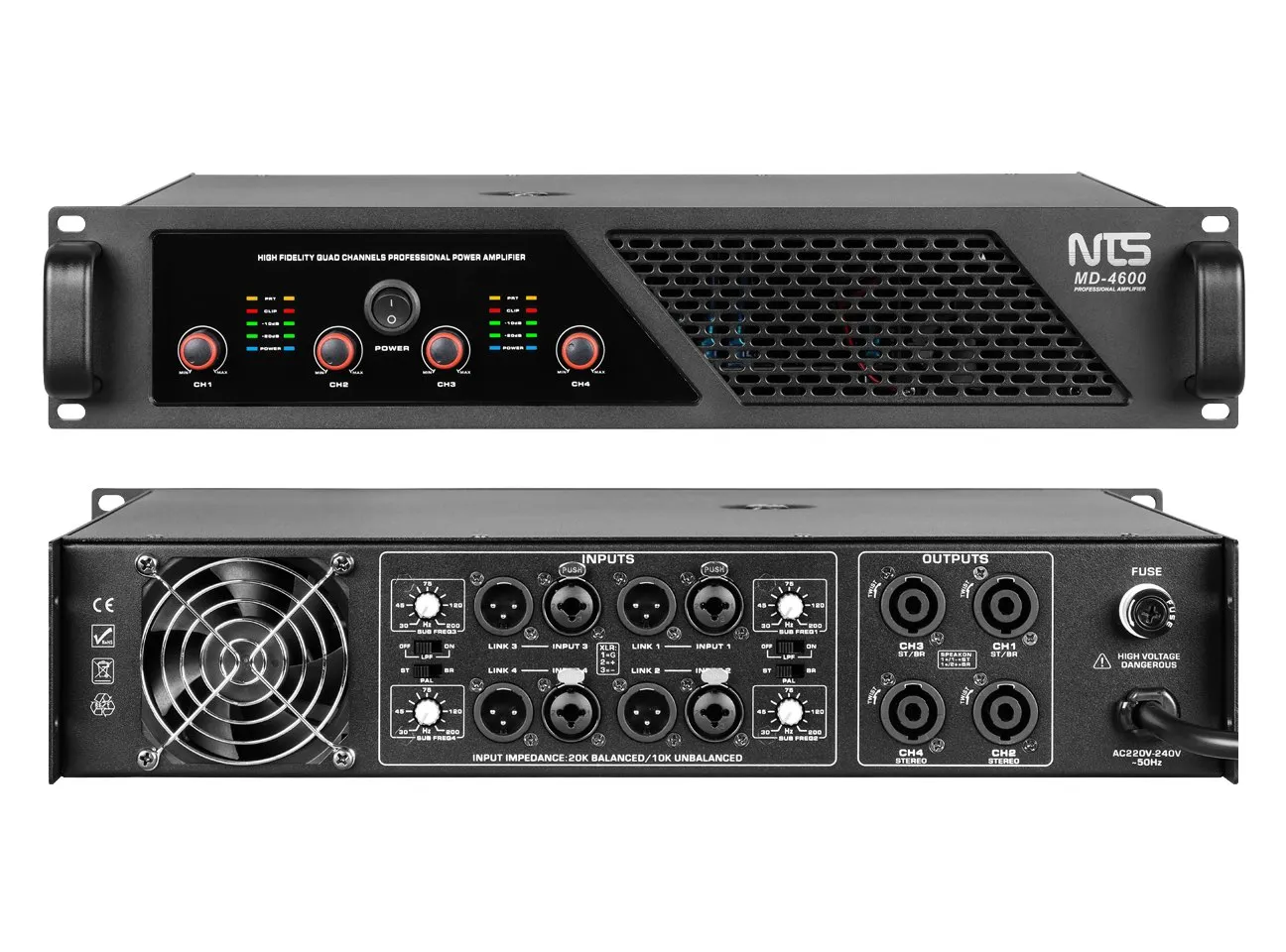 Md 4600 3 11zon Nts Md-4600 เพาเวอร์แอมป์ Class D 4 แชนแนล กำลังขับ 4 X 600 วัตต์ ที่ 8 โอห์ม พร้อม Crossover