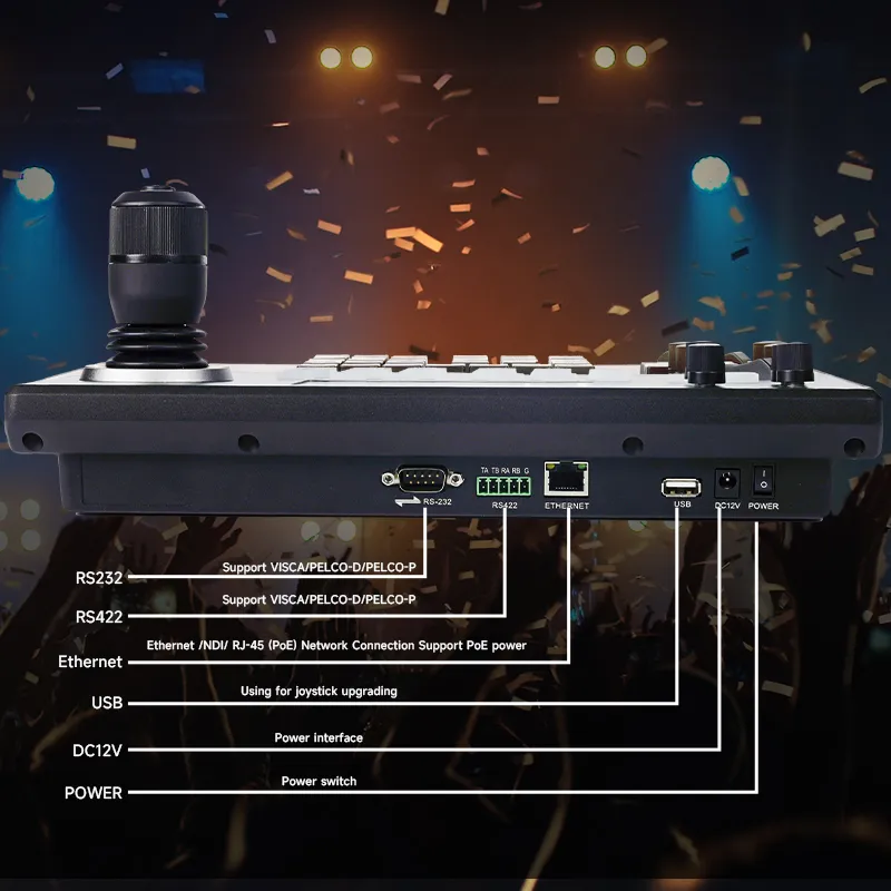 Tenveo Tevo Kb200pro 4 4 11zon Tenveo Tevo-Kb200pro คอนโทรลเลอร์ควบคุมกล้อง Ptz พร้อมจอ Lcd Preview และ 4d Joystick