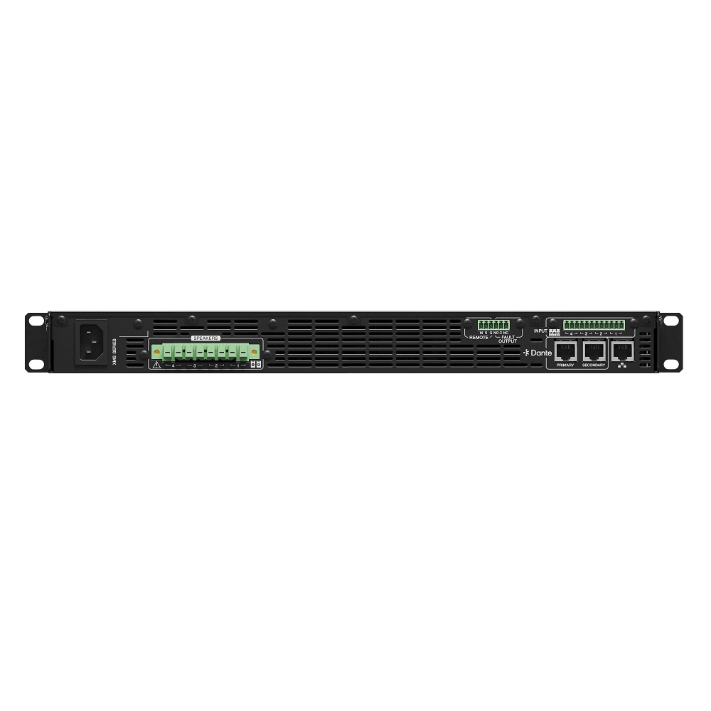 Yamaha Xms12s4 D Rear Yamaha Xms12s4-D พาวเวอร์แอมป์ 4 แชนแนล 1200w รองรับระบบ Dante (1u)