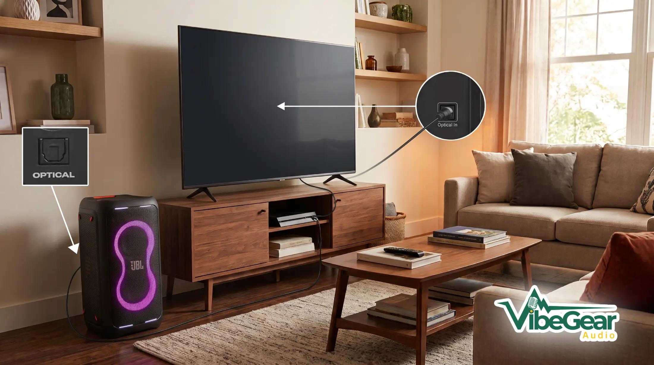 Jbl Partybox 330 ต่อทีวีด้วยสาย optical