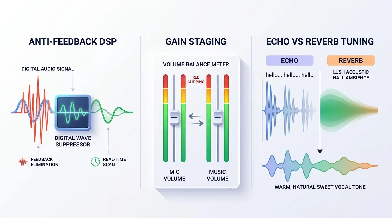 Karaoke Gain Staging Dsp Echo Reverb Tuning เลือกซื้อชุดคาราโอเกะในบ้าน 2026: งบเท่าไหร่ดี?