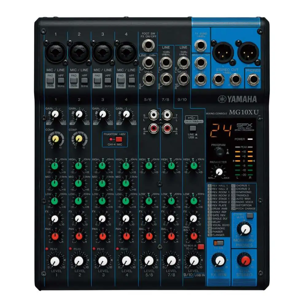 Yamaha Mg10xu Front Yamaha Mg10xu มิกเซอร์อนาล็อก 10 แชนแนล มีเอฟเฟกต์และ Usb Interface
