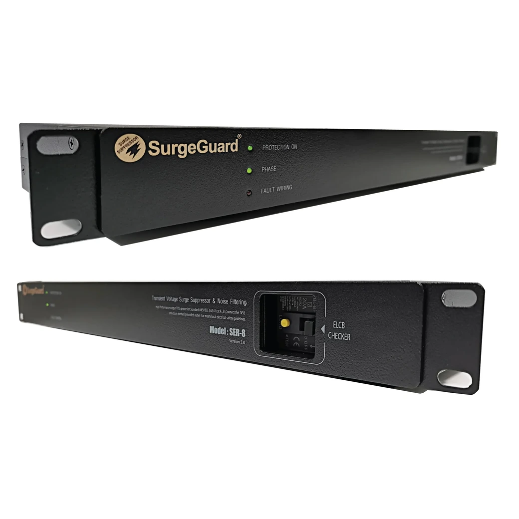 SurgeGuard SER-8 (Version 3.0) (ราคา 6,200 บาท) เครื่องกรองไฟตู้แร็ค 19 นิ้ว 1U พร้อมระบบตัดไฟรั่ว ELCB