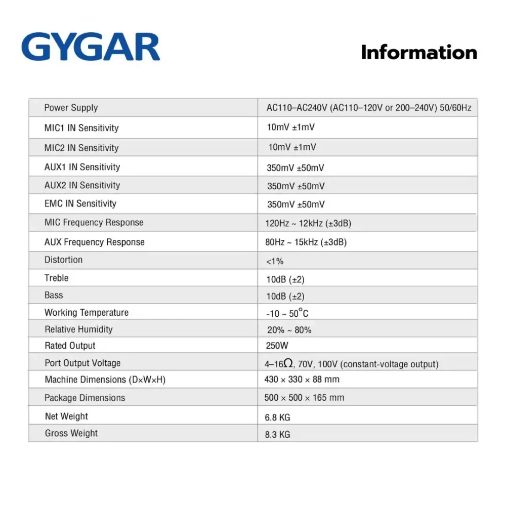 108 Gygar Amp-Dma250g ดิจิตอลมิกเซอร์แอมป์ 250w พร้อม Usb, Bluetooth, Fm และ Mp3