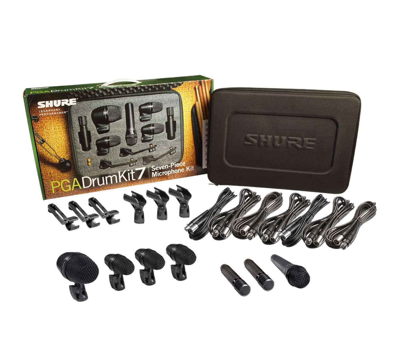 Shure Pga Drumkit7 ชุดไมโครโฟนสำหรับกลองชุด 7 ชิ้น พร้อมอุปกรณ์เสริม