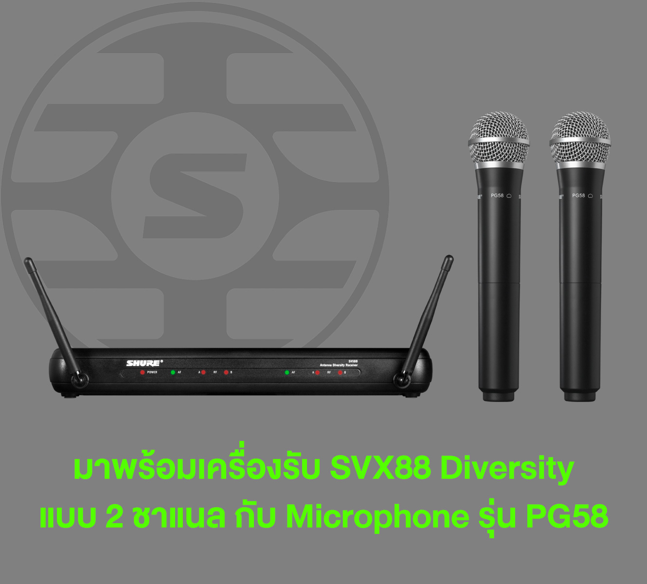 Shure Svx288th/pg58-Q12 ชุดไมโครโฟนไร้สาย พร้อมไมโครโฟน Pg58 ย่านความถี่ Q12