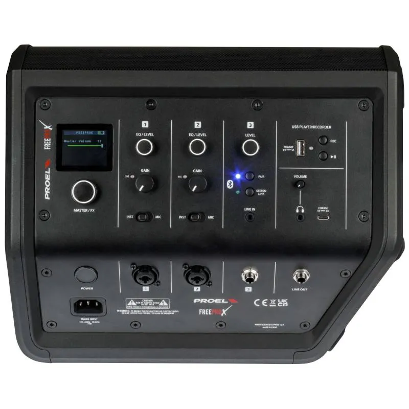 Freeprox Monitor Rear 1697 800x800w 6 11zon Proel Freeprox ลำโพง Pa แบบใช้แบตเตอรี่ 6.5 นิ้ว พร้อม Digital Mixer, Bluetooth 5.4 และ App Control กำลังขับสูงสุด 400w