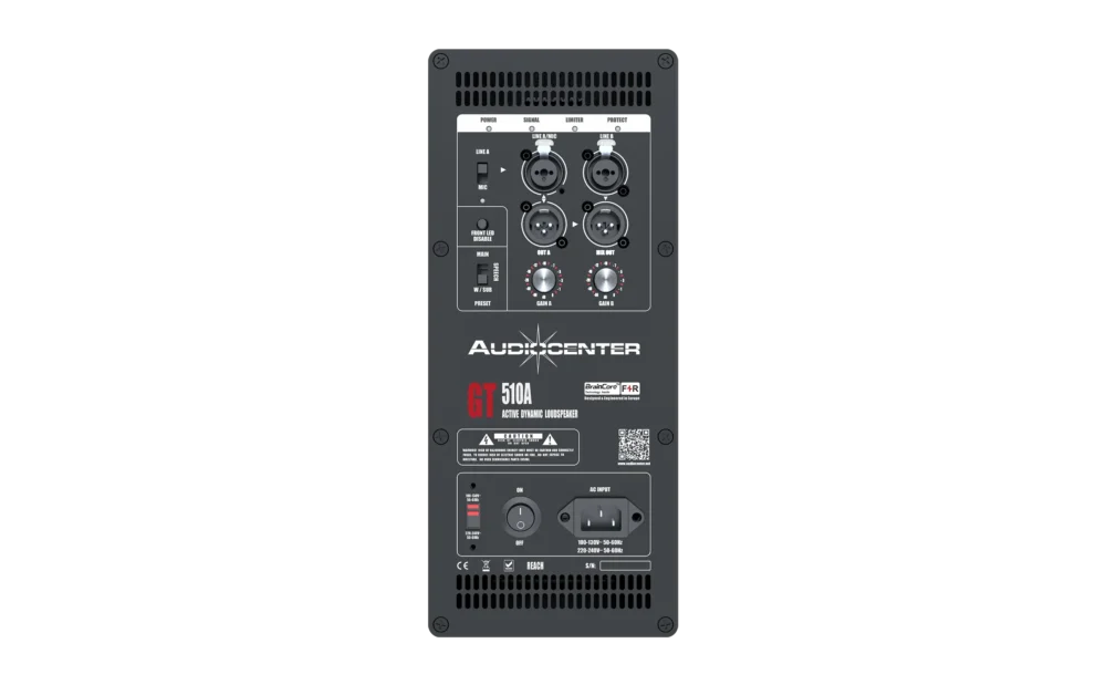 Gt510a Back Audiocenter Gt510a ลำโพง Active Dsp-Controlled Full Range ขนาด 10 นิ้ว 1100w