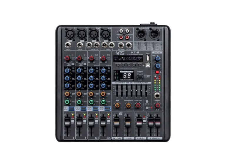 Nts Kt-6 มิกเซอร์ 6 อินพุต พร้อม Fx / Usb / Bluetooth เอฟเฟกต์ 99 Dsp และ Graphic Eq 7 Band