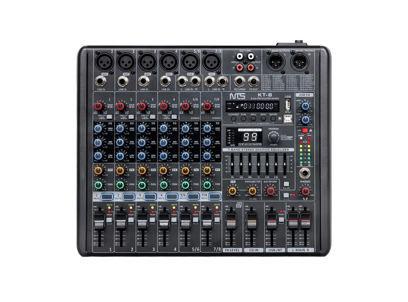 Kt 8 (1) 3 11zon Nts Kt-8 Mixer 8 อินพุต 4 โมโน 2 สเตอริโอ Fx Usb Bluetooth มิกเซอร์