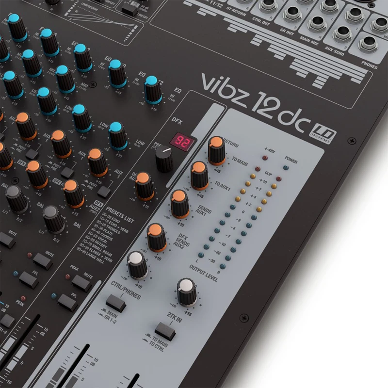 Ld Systems Vibz 12 Dc 6 Ld Systems Vibz 12 Dc มิกเซอร์ 12 แชนแนล พร้อม Dfx และ Compressor
