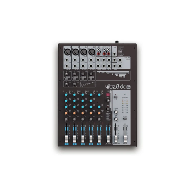 Ld Systems Vibz 8 Dc 2 Ld Systems Vibz 8 Dc มิกเซอร์อนาล็อก 8 แชนแนล พร้อม Dfx และ Compressor